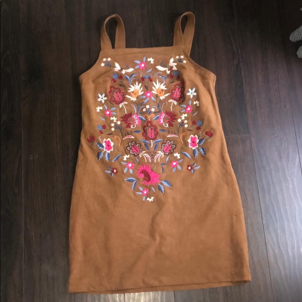 Abercrombie & Fitch Faux Suede Embroidered Dress